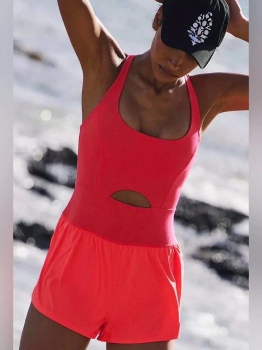 NEW Hot Pink FREE PEOPLE FP MOVEMENT Righteous Runsie Romper Medium NWT